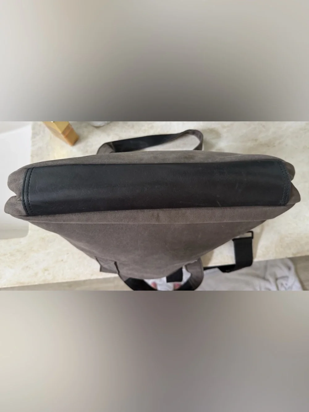 All Saints canvas and leather laptop bag